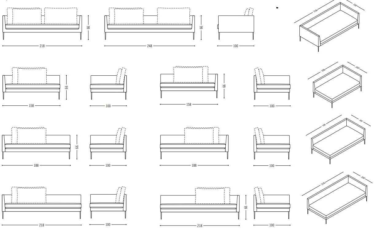 COR Диван из ткани с шезлонгом Pilotis sun-id-1516461 - Вид №8