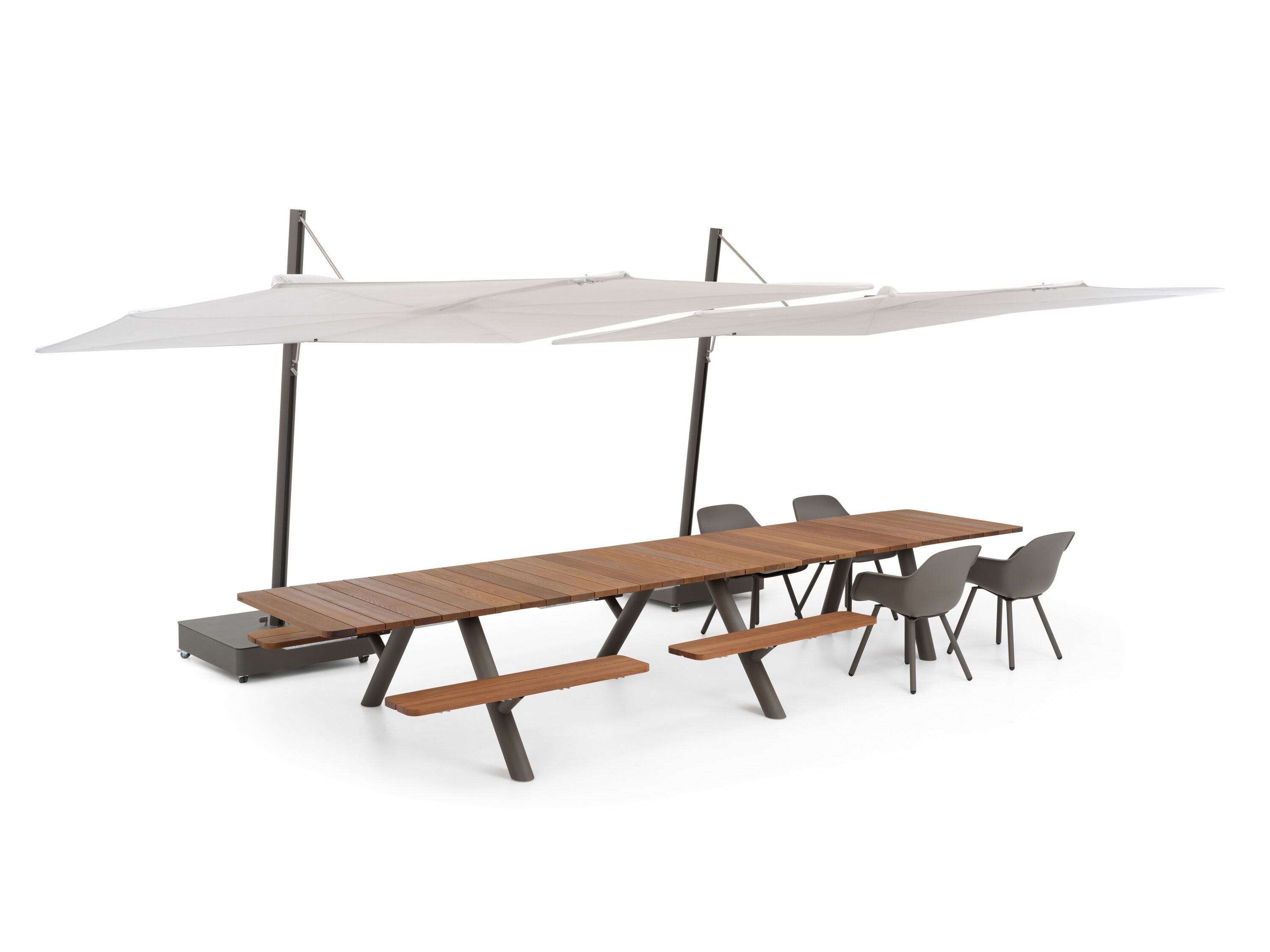Прямоугольный стол для пикника из стали и дерева со встроенными скамейками Extremis Panigiri ARCH-00017869 - Вид №2