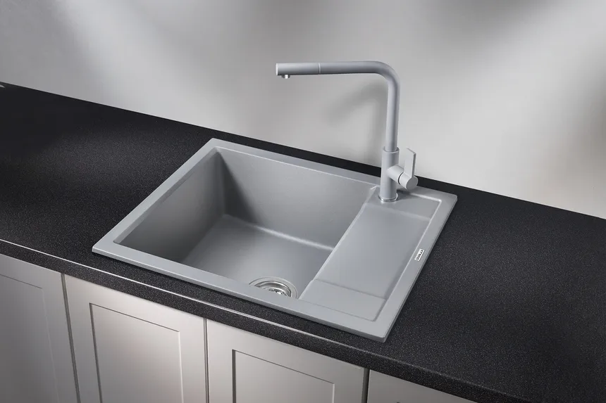 6002, АЛЮМИНИУМ, кухонная мойка, кварц GRANULA 6002-ST137