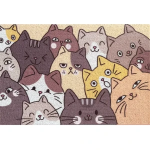 Коврик грязезащитный Cats ПВХ 60x90 см цвет коричнево-черный 89439217 STLM-2145875
