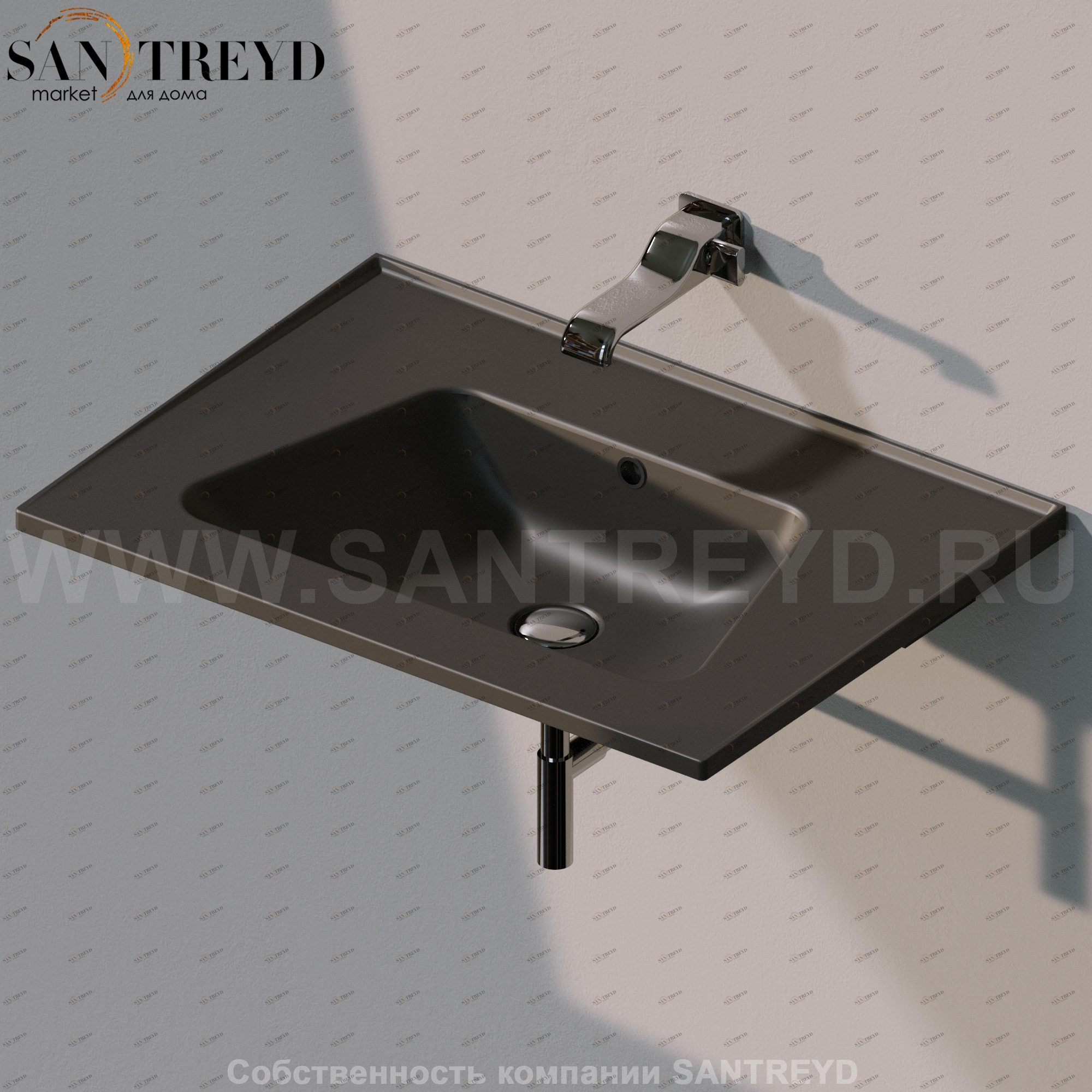 BM70L7006 Подвесная раковина настенная прямоугольная Ceramica Flaminia Bloom черная