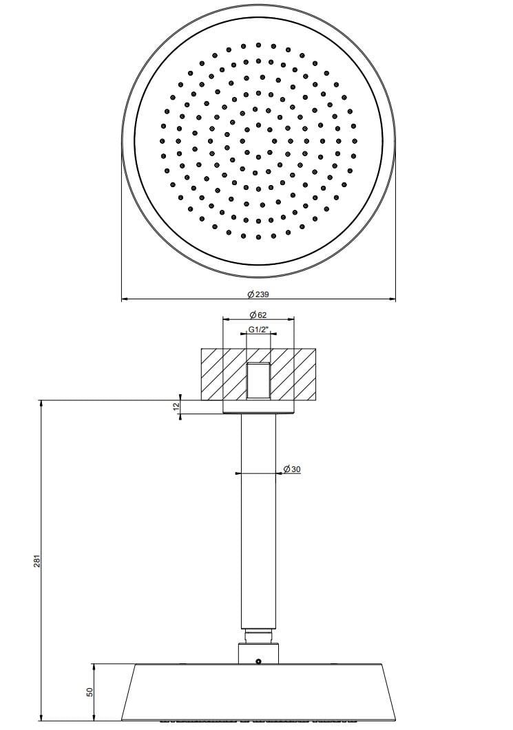 Хромированная латунная потолочная душевая головка с системой защиты от накипи Gessi конус ARCH-00074514 - Вид №3