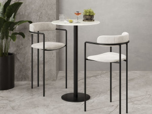 Высокий круглый стол из керамогранита