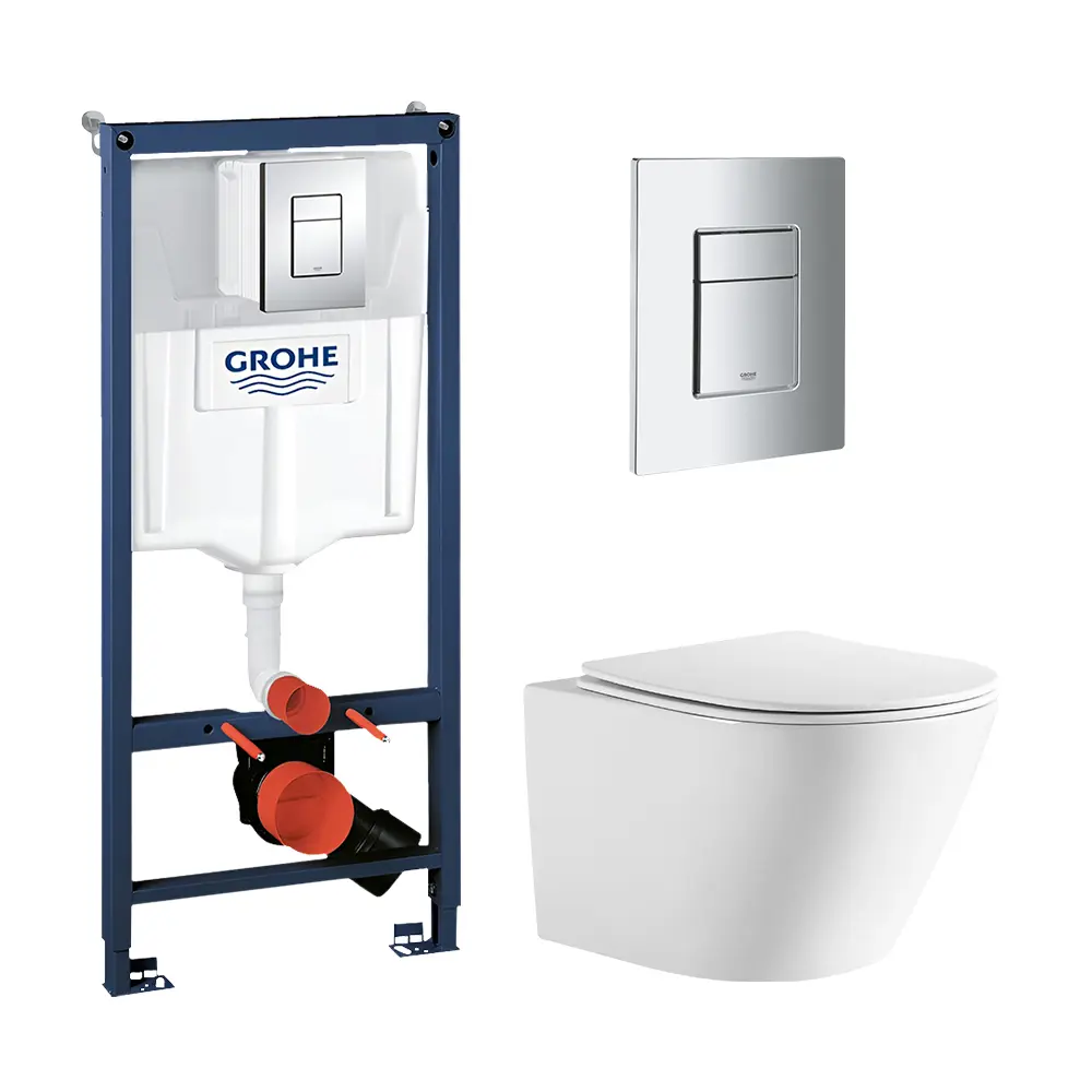 Комплект инсталляция и унитаз Aquatek Grohe Либерти Торнадо безободковый с микролифтом STLM-2070328