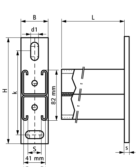 6603885 Монтажные профиля BIS RapidStrut® Консоль двойная (BUP1000) монтаж к стене и полу WALRAVEN  - Вид №1