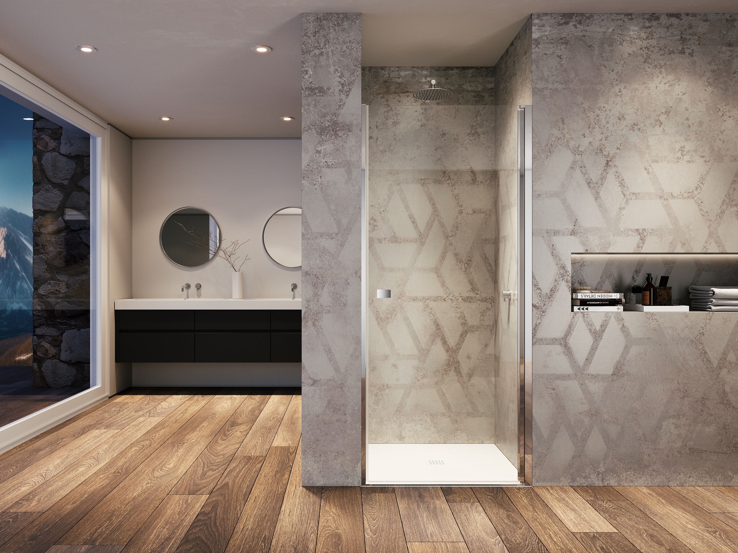 Стеклянная ниша душевая кабина с распашной дверью Provex Industrie Kombi ARCH-00059210 - Вид №1