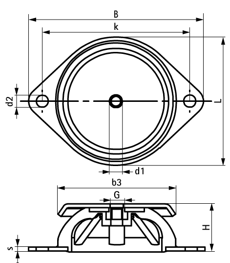2801801500 VibraTek® MR-B Rubber Mount bell-shaped elastomer isolator for isolation of equipment and machinery walraven  - Вид №1