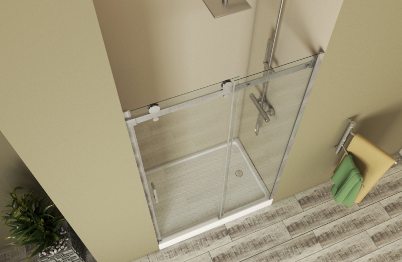 Душевая дверь в нишу, одна раздвижная дверь WAVE BD120.4102S bravat - Вид №1