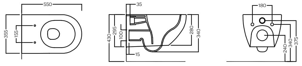 Керамический подвесной туалет без бриды Hatria Centrica ARCH-00152136 - Вид №3
