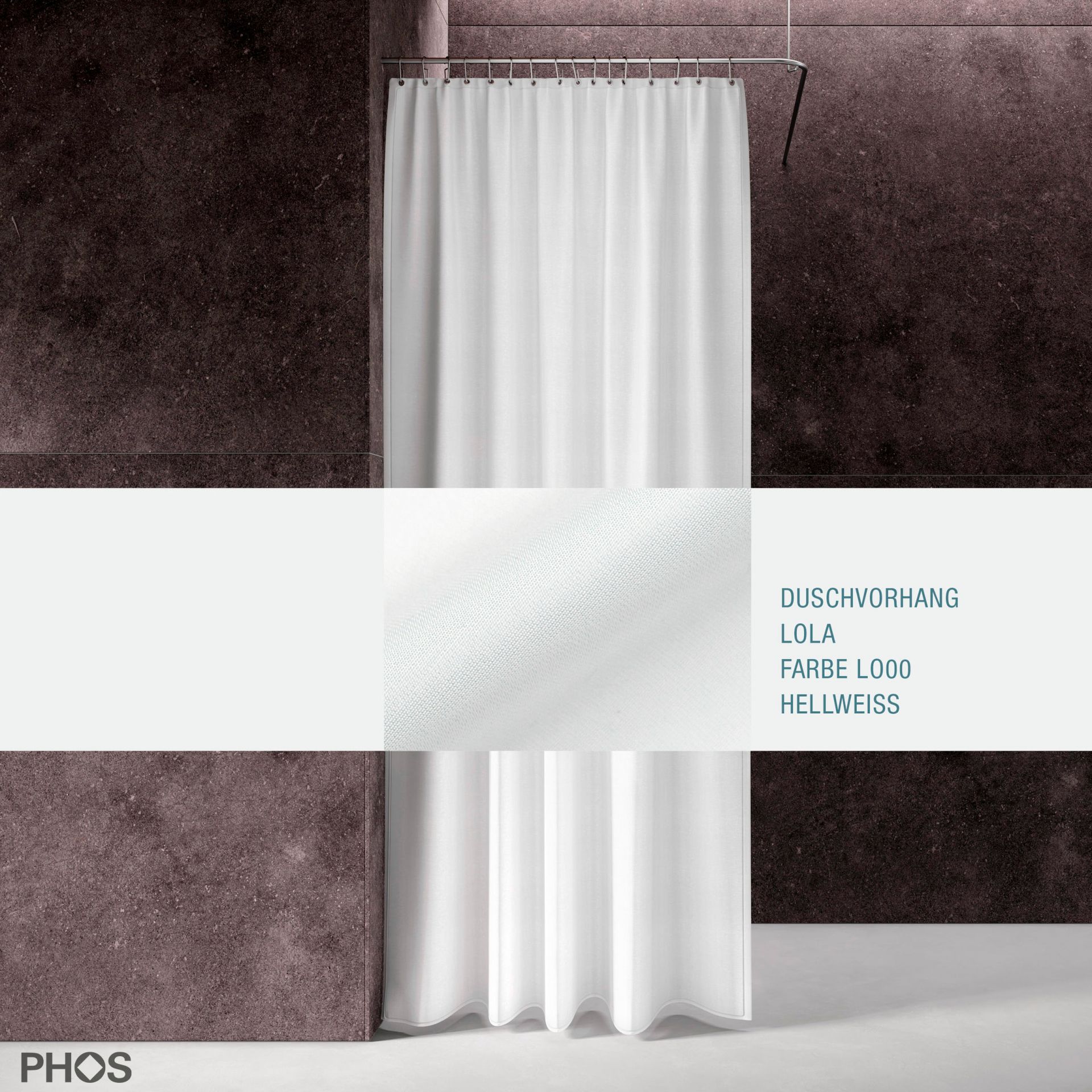 DV-LOLA200-140 Занавеска для душа лола, длина 200 см, ширина 140 см. ярко-белый. PHOS 