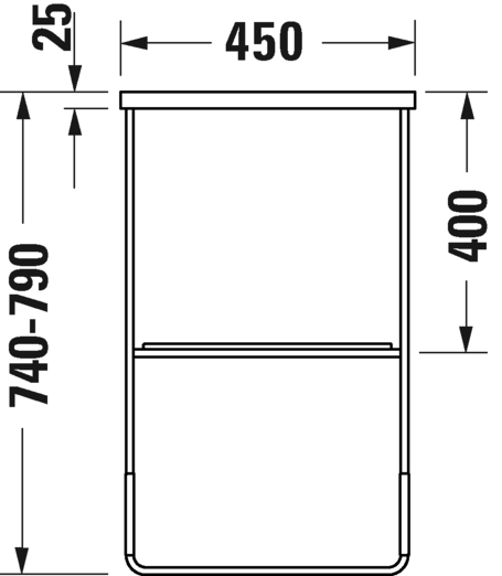 0031171000 Консоль металлическая напольная ** DuraSquare #003117 1265 x 451 мм
Хром Black Matt Duravit - Вид №3