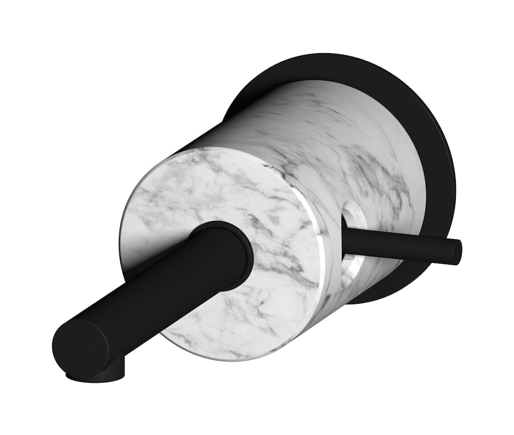 Встроенный в стену смеситель для раковины на 1 отверстие в комплекте с донным клапаном WE ARE IB mm209np_1 Matt Black Marmo