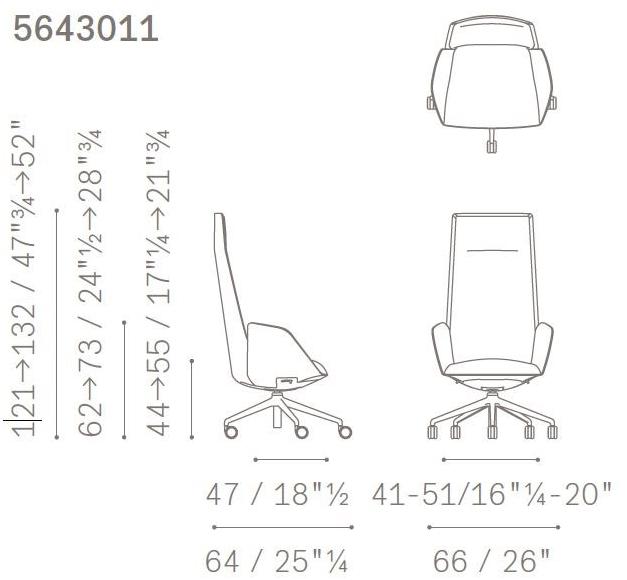 Poltrona Frau Кресло руководителя в коже с 5 спицами на колесах L'ufficio - poltrone ufficio sun-id-1480742 - Вид №2