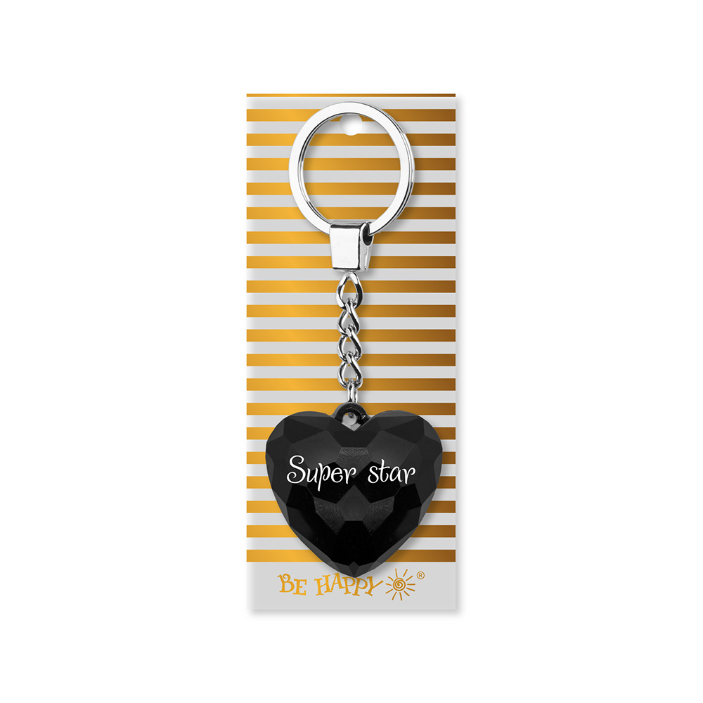 06 Брелок "Сердечко" B&G "Super star", чёрный БИ-ХЭППИ 