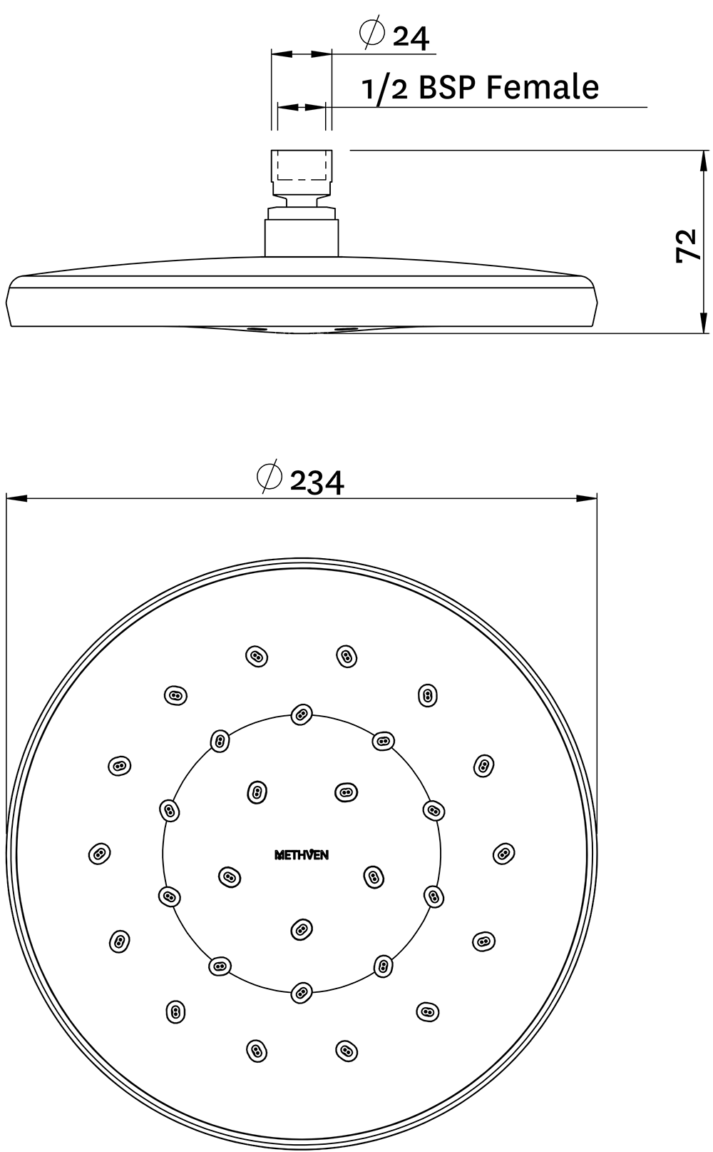 OSRO230CPGR Круглый верхний душ Satinjet Methven  - Вид №1