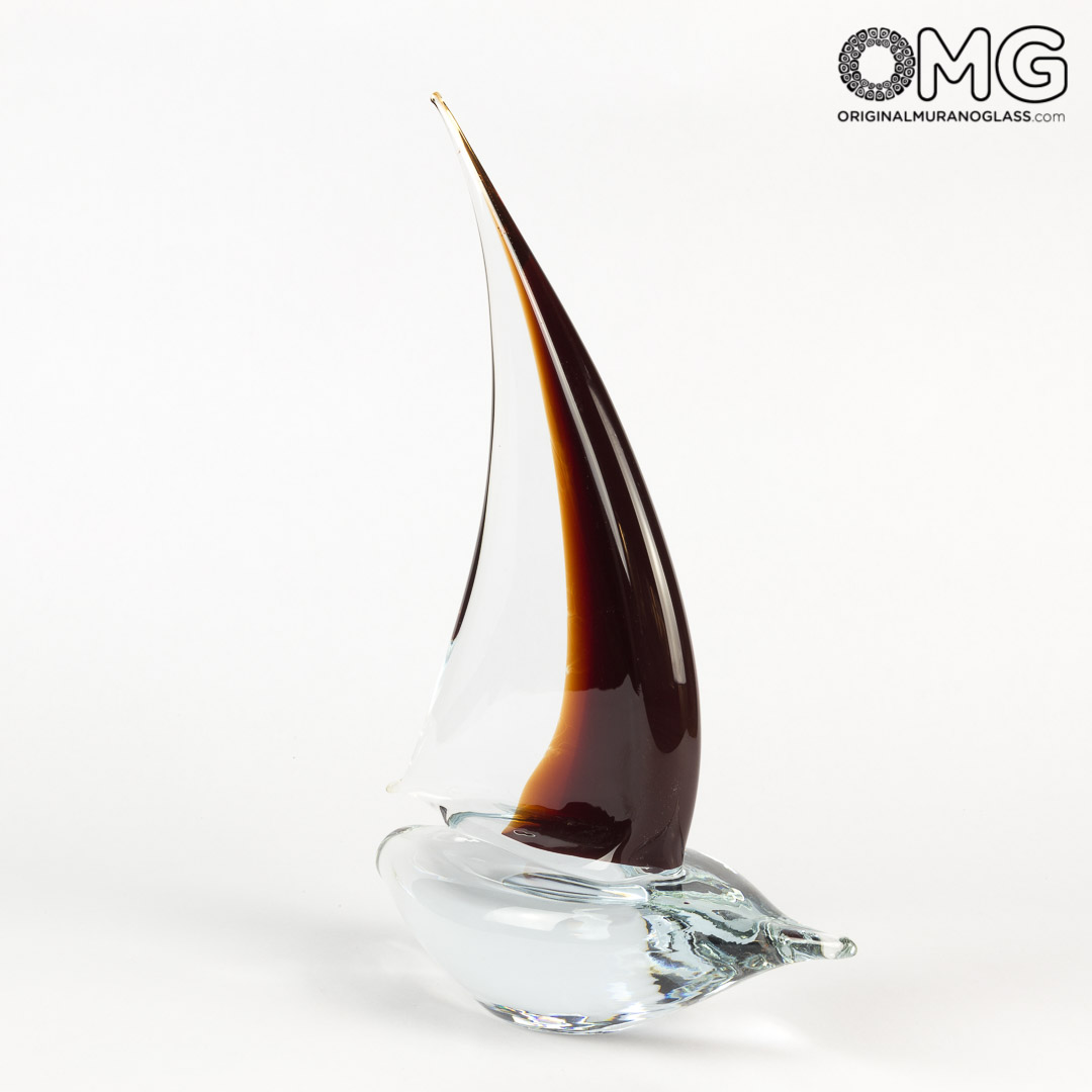 2869 ORIGINALMURANOGLASS Скульптура Красный Парусник - Original Murano Glass OMG 24 см  - Вид №1