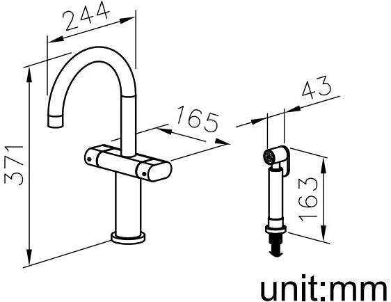 JUSTIME Кухонный смеситель для столешницы из хромированной латуни с ручным душем Perfecto 7920-96-80cp - Вид №1
