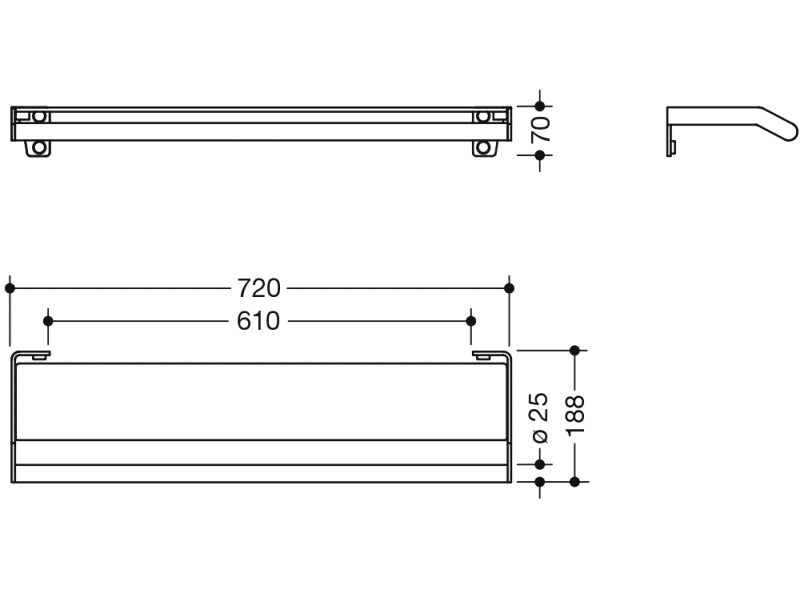900.03.000XA Полка с ручкой HEWI System 900 - Вид №2