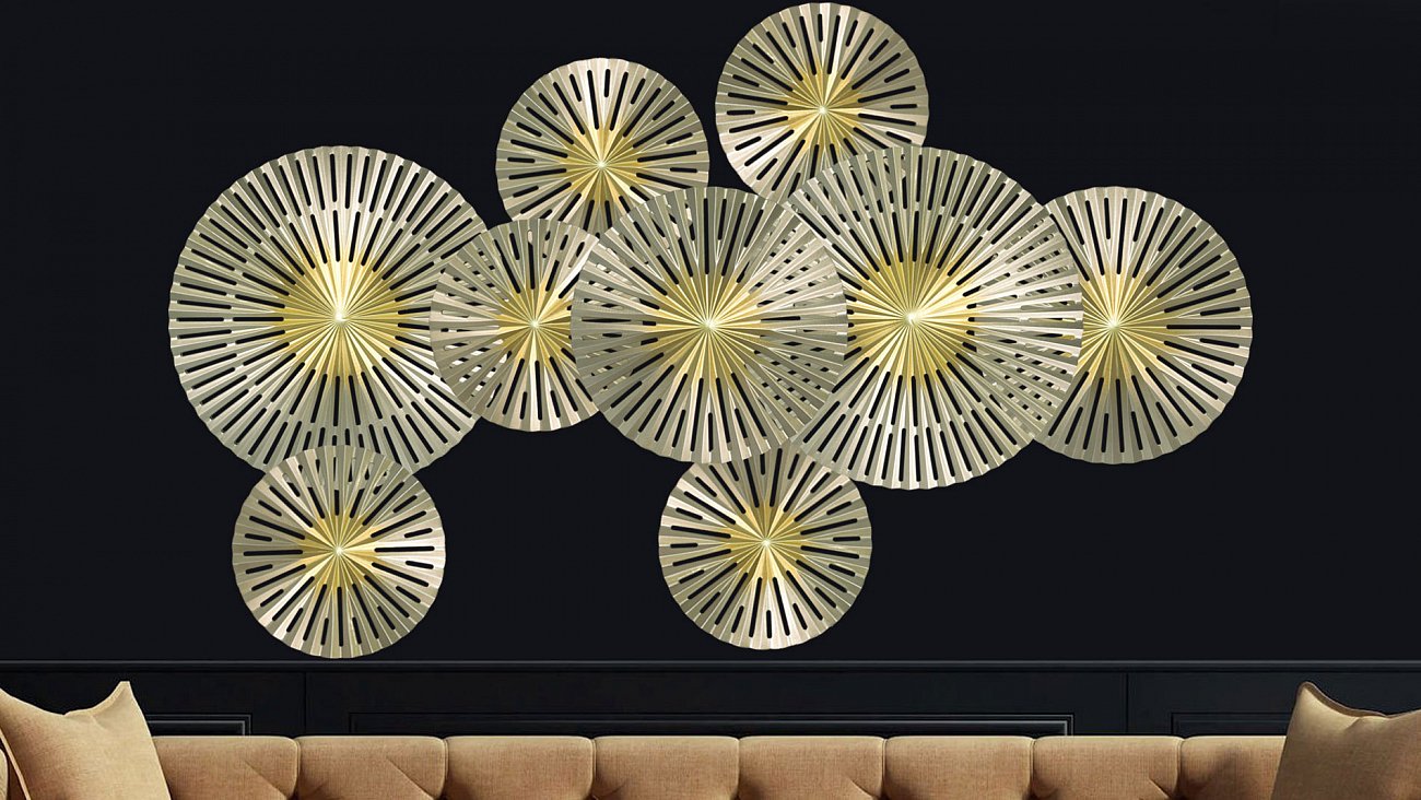 Панно на стену из дерева Golden touch 160*90см. EVENHOME ДИЗАЙНЕРСКИЕ 129703 Золотой  - Вид №1