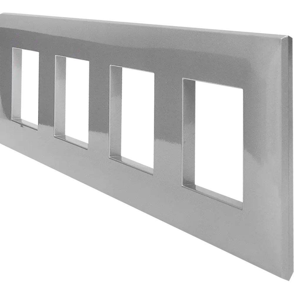 Рамка для розеток и выключателей DKC Avanti 4 поста цвет закаленная сталь STLM-2045476 - Вид №2