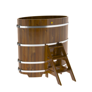 2269 Купель овальная из лиственницы Рустик 0,80х1,42х1,4 морёная Alyarus