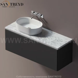 Agape ELL Столешница на тумбу с возможностью установки 1-2 раковины. Размер: длина от 140 см до 160 см. Отделка: белый мрамор AELLM1MCC1416YP