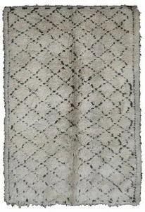 AFOLKI Прямоугольный шерстяной коврик с длинным ворсом и геометрическими мотивами Beni ourain Ta762be