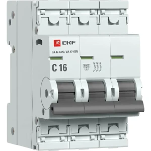 Автоматический выключатель EKF Proxima ВА47-63 3P N C16 А 6 кА