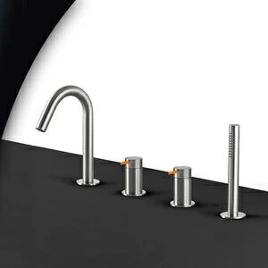 Смеситель для ванны матовая сталь с оранжевой ручкой Toki Radomonte TKI16SCIL24