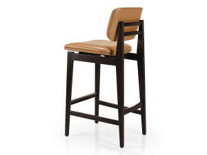 Кожаный барный стул с подставкой для ног