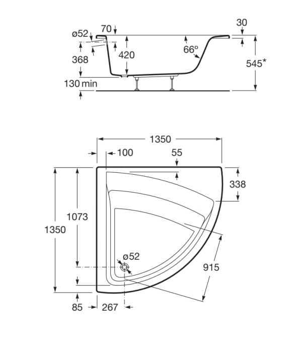 Встраиваемая акриловая угловая ванна Roca Easy ARCH-00097623 - Вид №2