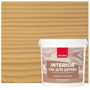 Лак NEOMID акриловый полуматовый для дерева 5 л 13299128