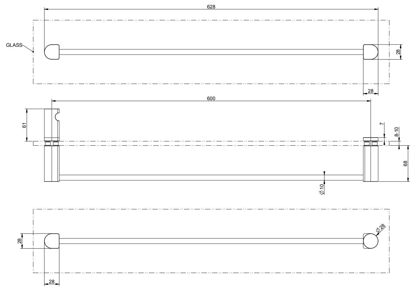 Держатель для полотенец из латуни и стекла Gessi рельеф ARCH-00107846 - Вид №1