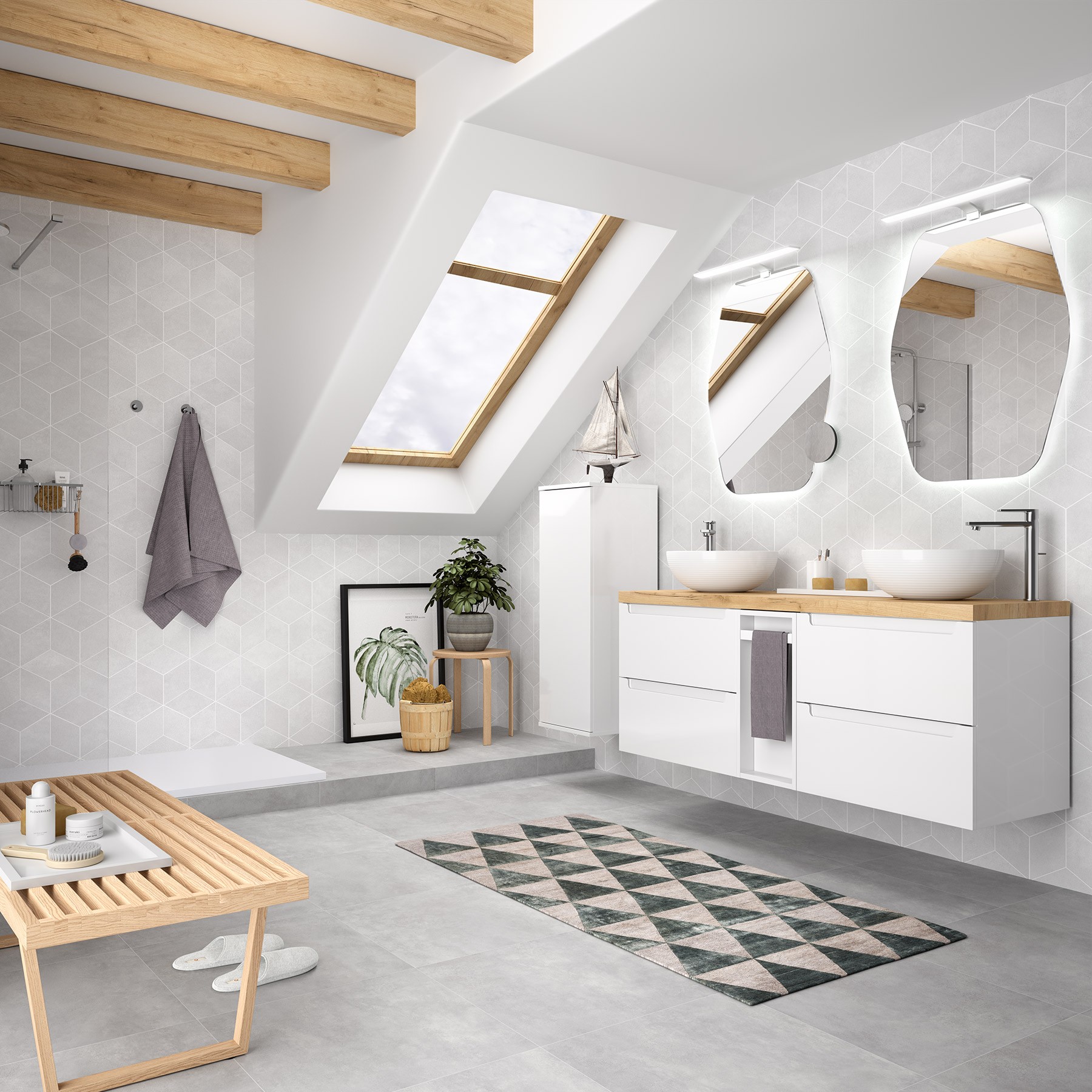 24588 SALGAR Модуль АЛЬЯНС 1000 двусторонний 1 дверный GLOSS WHITE 352 x 1000 x 352 мм Глянцевый белый  - Вид №1