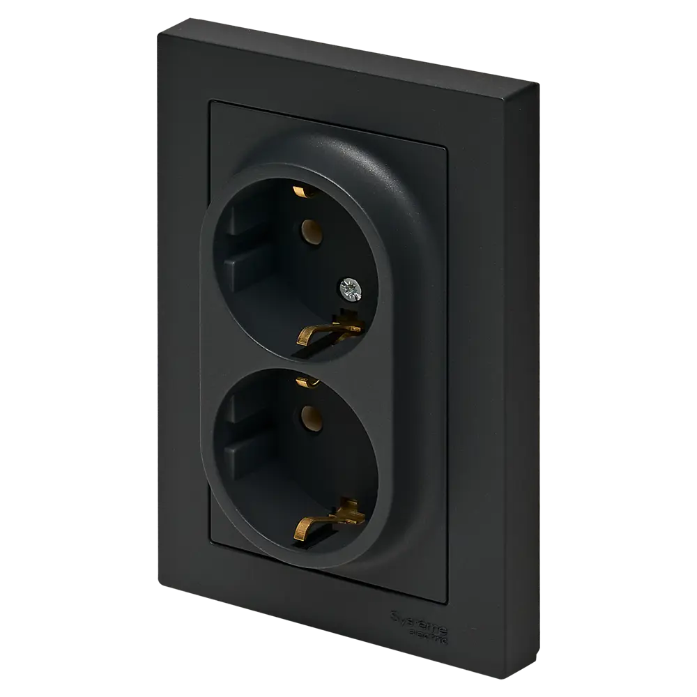 Розетка двойная встраиваемая Systeme Electric AtlasDesign с заземлением цвет базальт 89457225 STLM-2111610 - Вид №1