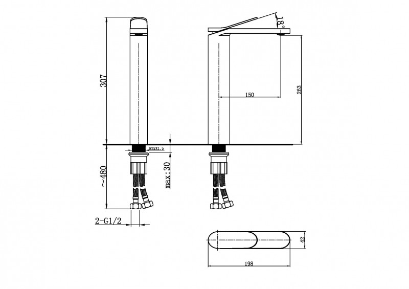 PR2524M111 Смеситель с высокой раковиной Product novelties  Pro Martí 1921 Marti 1921  - Вид №4