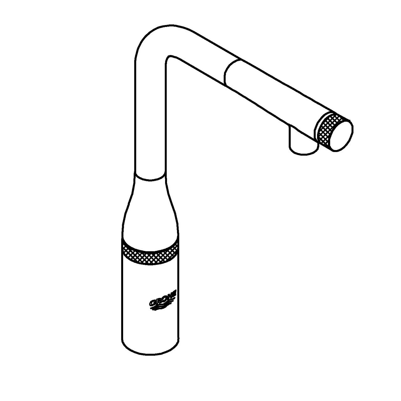 Смеситель для кухни GROHE Essence SmartControl с выдвижным L-образным изливом, теплый рассвет, матовый (31615DL0) - Вид №2