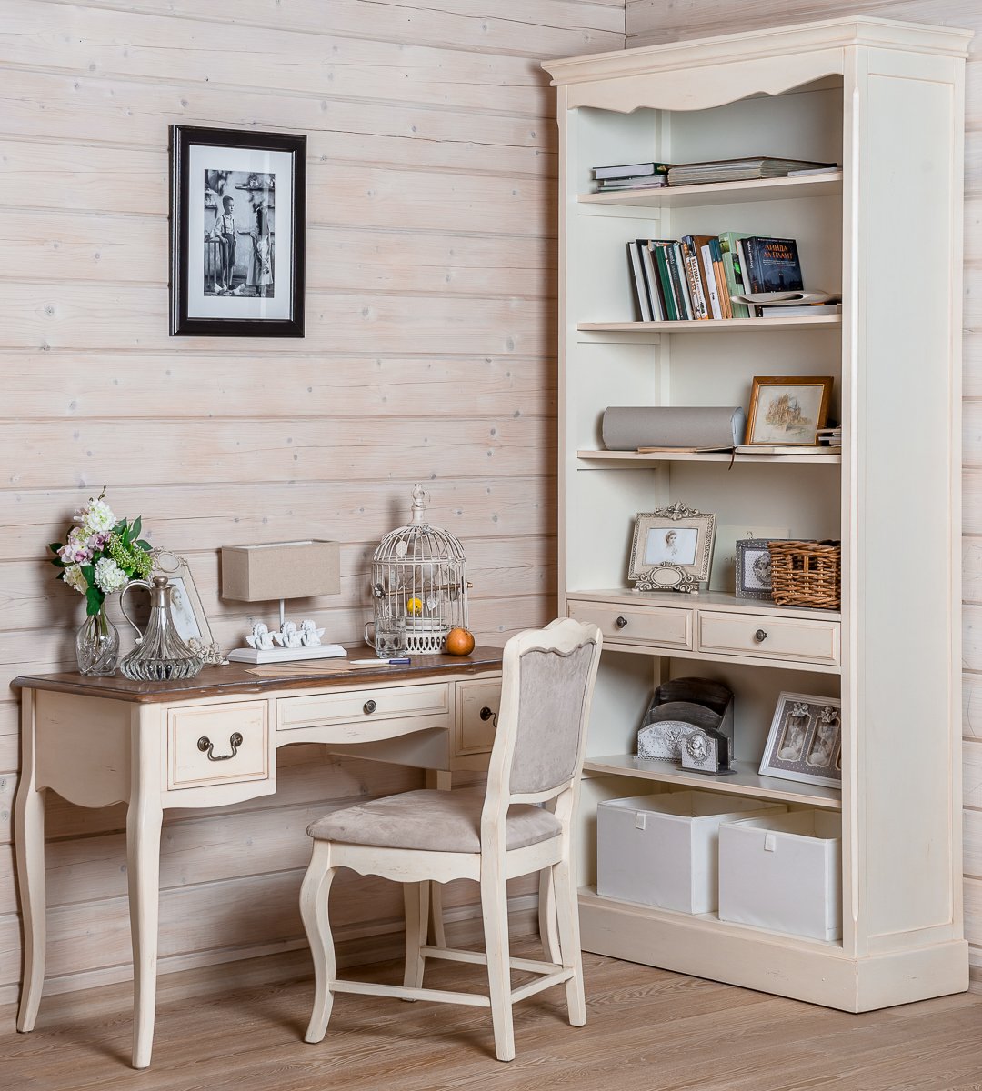 Письменный стол белый с ящиками и деревянной столешницей Mobilier de Maison ДОМАШНЯЯ ОБСТАНОВКА MOBILIER DE MAISON 017237 Белый Santreyd  - Вид №1