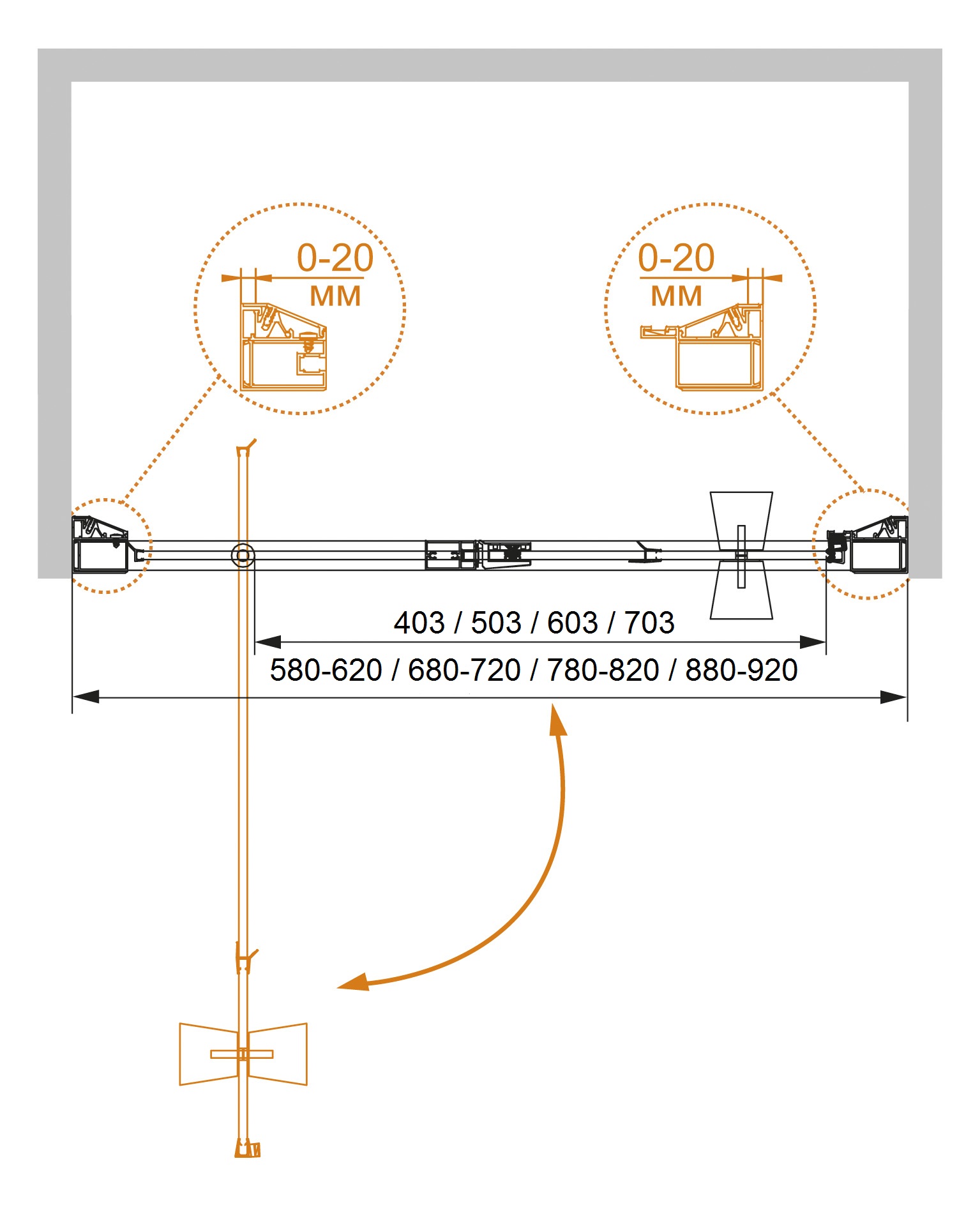 Душевая дверь в нишу CEZARES ROSA-BA-1-60-RO-Bi - Вид №5