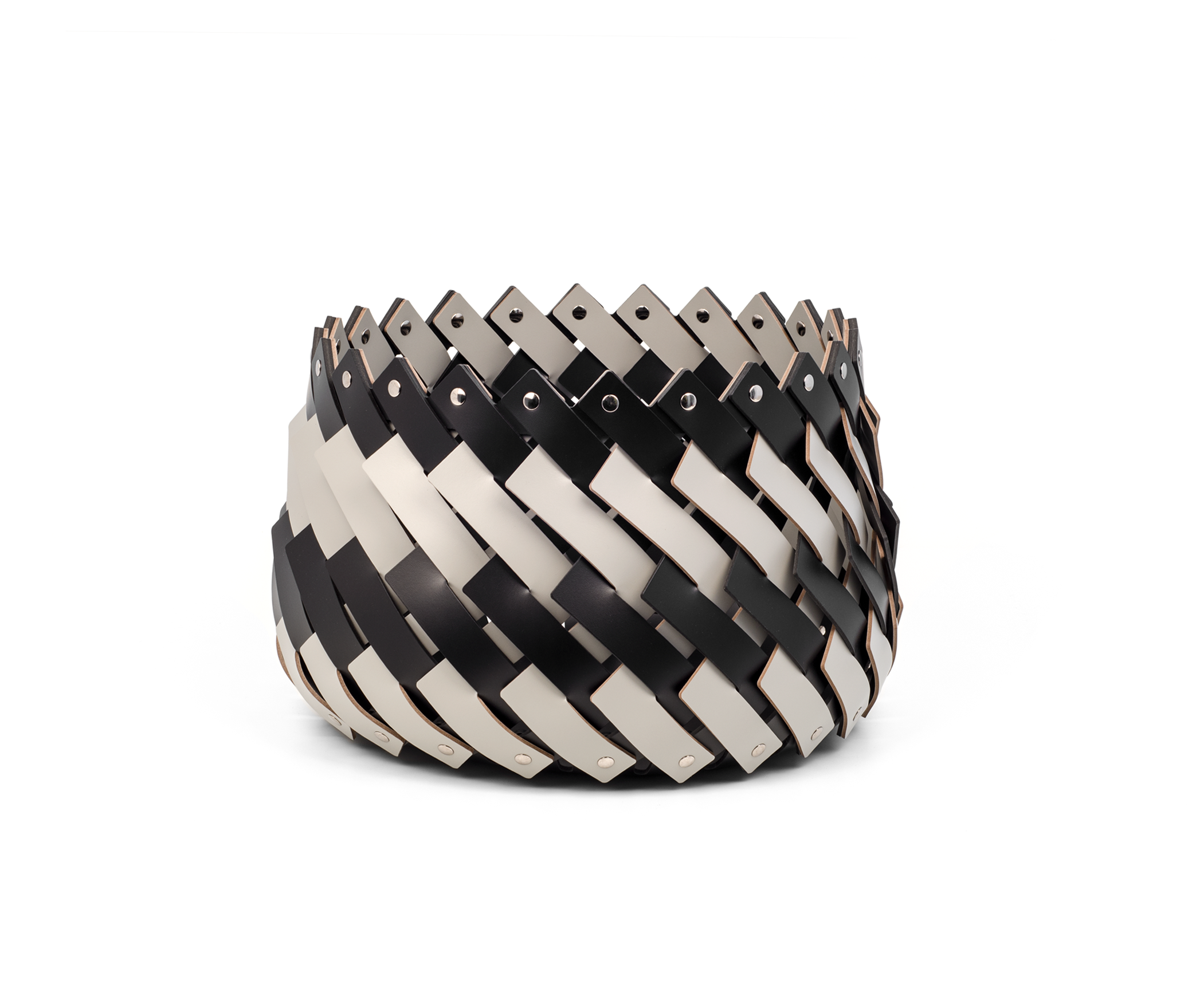 Корзина Almeria Bicolour - Ø 40XH27 см / регенерированная кожа серо-коричневый Pinetti 00.1143.082.027-048 - Вид №1