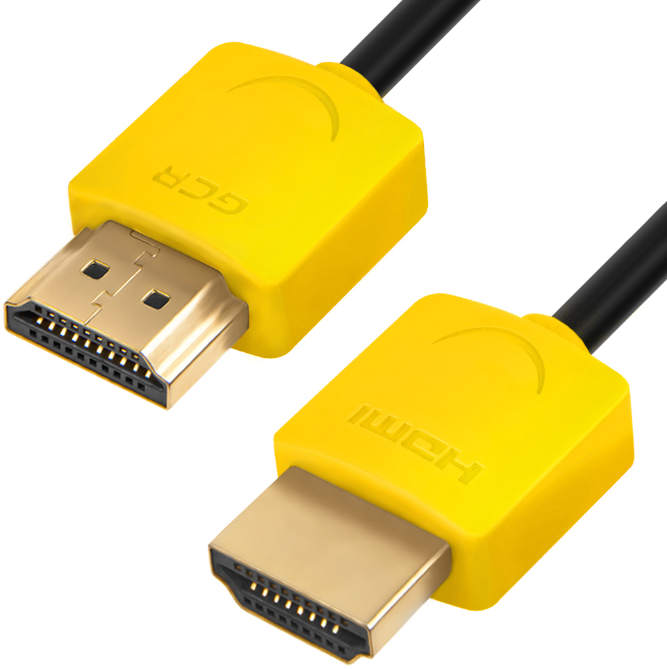 GCR-HM540-1.0m кабель 1.0m hdmi версия 1.4, черный, желтые коннекторы, slim od3.8mm, 32/32 awg, позолоченные контакты, ethernet 10.2 гбит/с, 3d, 4k, premium , экран Greenconnect Santreyd 