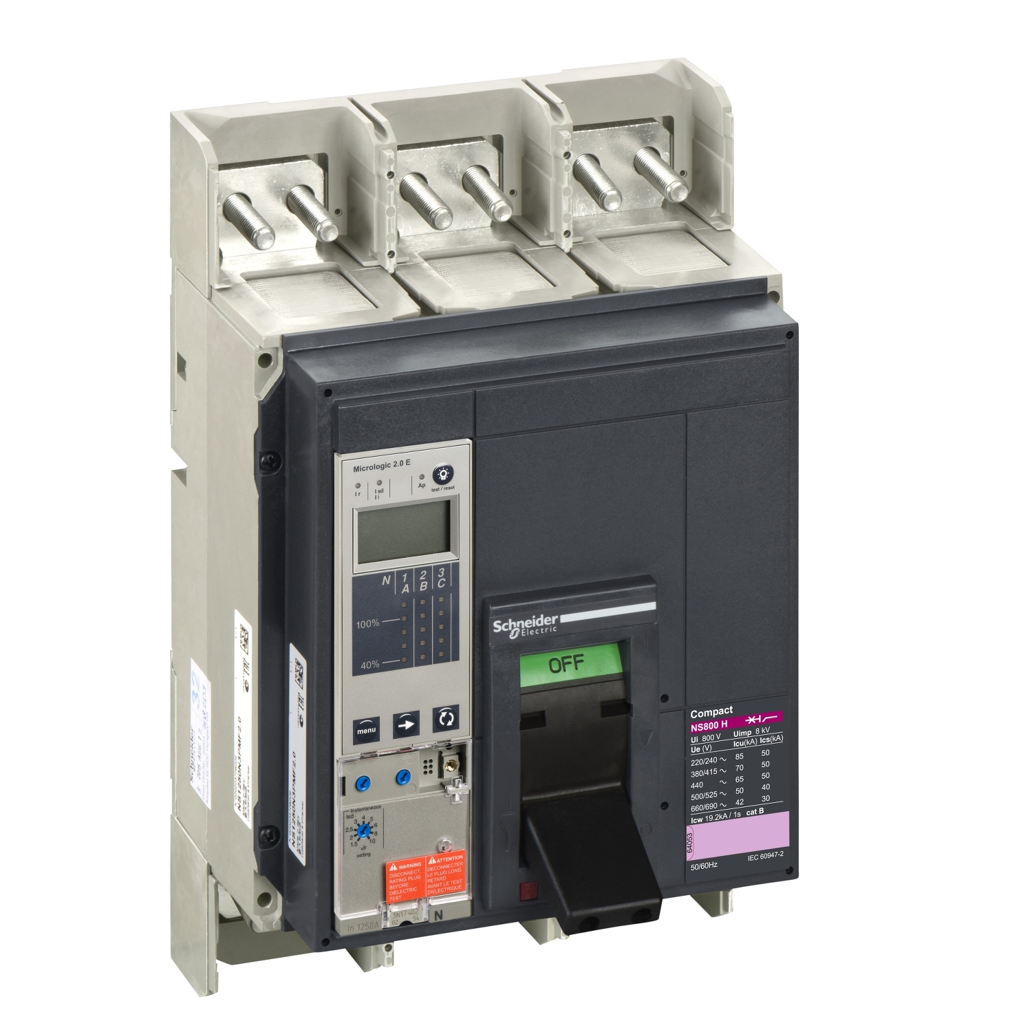 34405 Силовой автомат NS 800, Micrologic 2.0 E, 50кА, 3P, 800А Schneider Electric Compact 