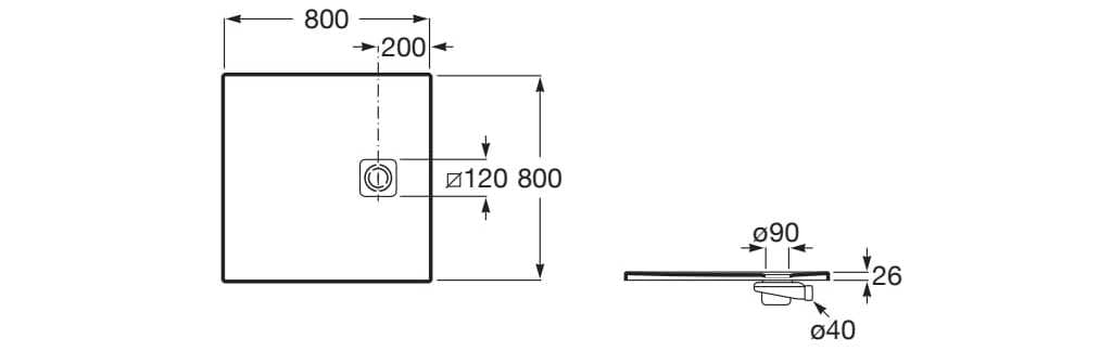 Нескользящий квадратный поддон для душа Stonex® Roca Terran-N ARCH-00006313 - Вид №5
