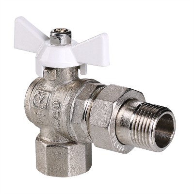 VT.228.NW.05 Кран шаровой VALTEC BASE угловой с полусгоном и белой ручкой Valtec 3/4" 