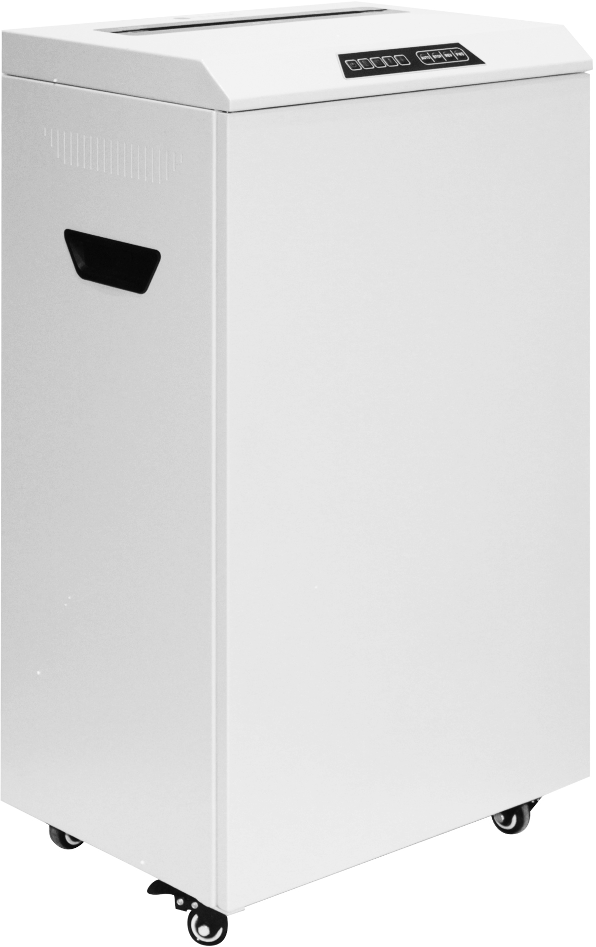 УА118-5 Уничтожитель документов , din p-5 (4 ур-нь секр.), фрагмент 1,9х15мм, 21-24 лист (70г/м2), cd/пл.карты/скрепки/скобы, 118 литров Гелеос Santreyd 