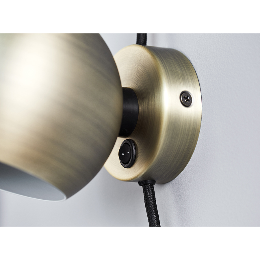 47505555011 Лампа настенная ball, D12 см, хром в глянце, черный шнур Frandsen  - Вид №4