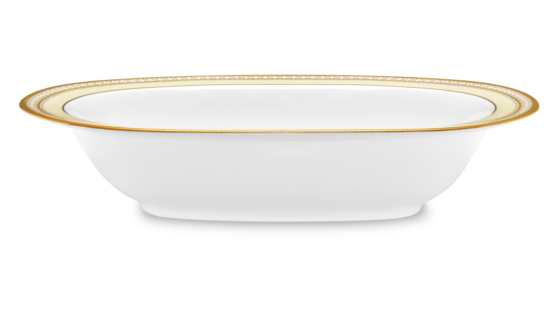 10640907 Noritake Салатник овальный Noritake Noritake "Трефолио,золотой кант" 26см Фарфор костяной  - Вид №1