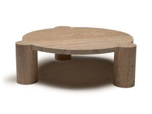 Низкий круглый журнальный столик из травертина