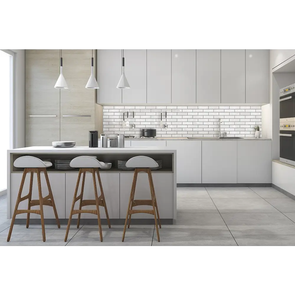 Santreyd Панель ПВХ Кирпич жемчужный - стильная защита для кухни 89346061 STLM-1014692 - Вид №1