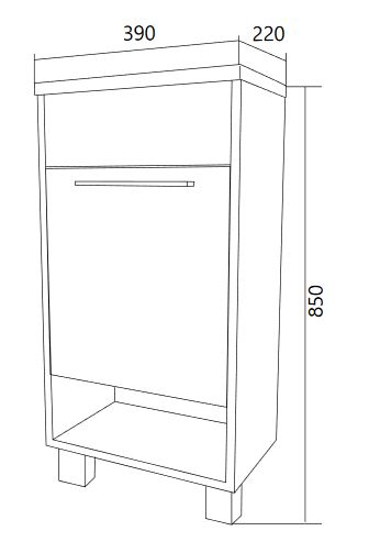 У85921 Тумба с раковиной Lira 40Н 1д. Белый глянец 1 Marka Lira - Вид №7